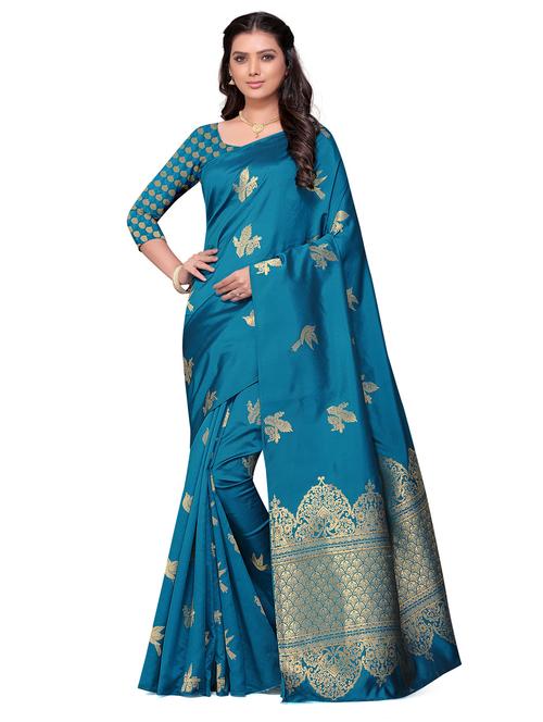 jacquard work self design banarasi saree with blouse - 18757485 - Very Small Image - 1