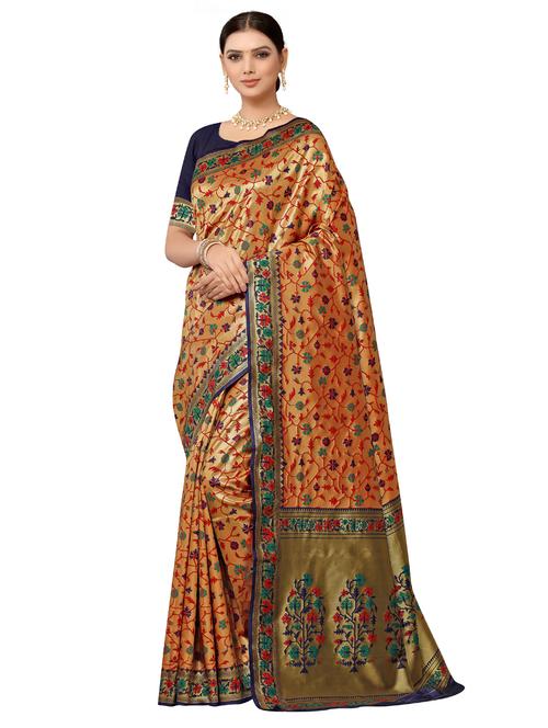 jacquard work self design saree with blouse - 18757508 - Very Small Image - 1