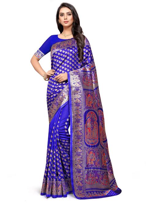 jacquard work self design saree with blouse - 18757543 - Very Small Image - 1