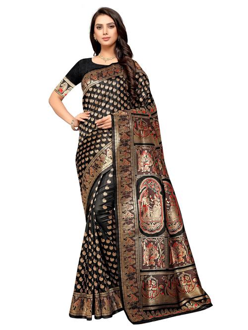 jacquard work self design saree with blouse - 18757544 - Very Small Image - 1