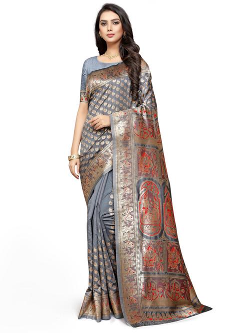 jacquard work self design saree - 18757545 - Very Small Image - 1