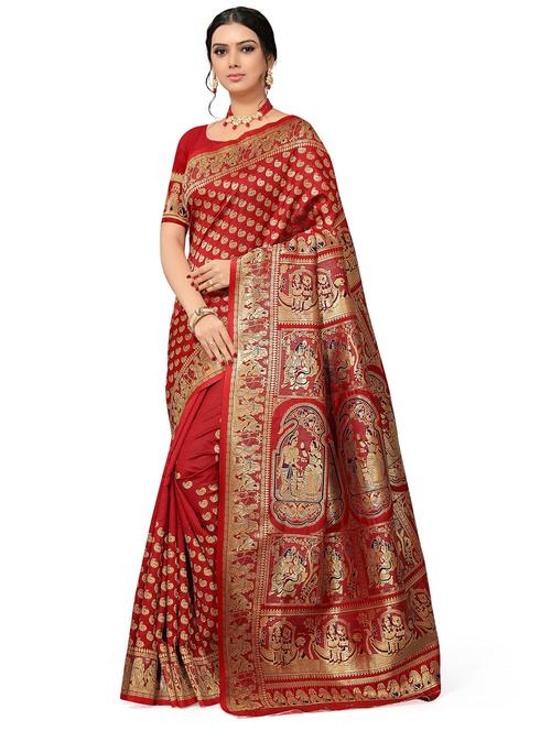 jacquard work self design saree with blouse - 18757547 - Very Small Image - 1