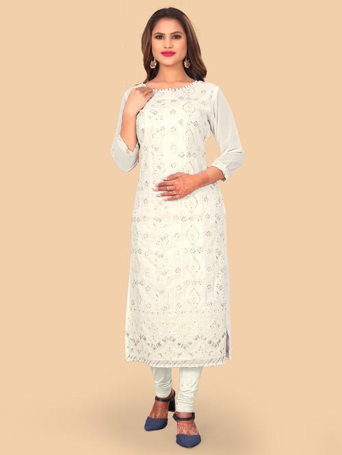 embroidered straight kurta - 18757640 - Very Small Image - 1