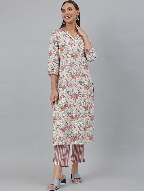 offwhite cotton kurta pant set - 18757814 - Very Small Image - 1