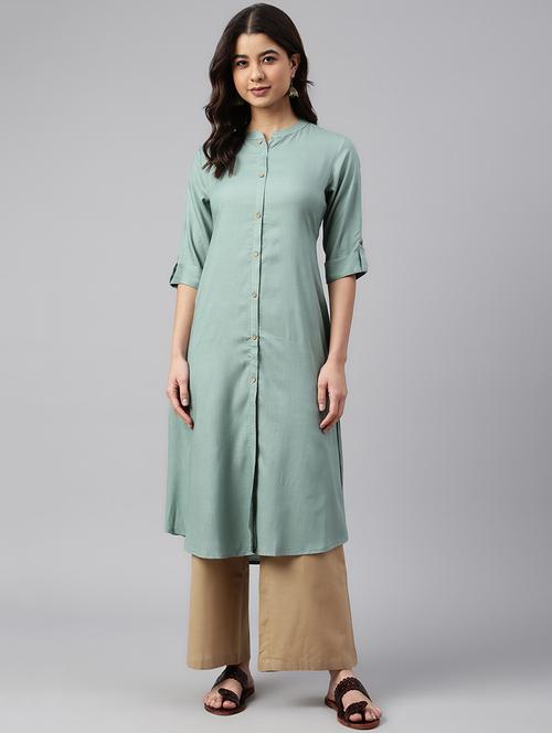 women's front slit kurta - 18757957 - Very Small Image - 1