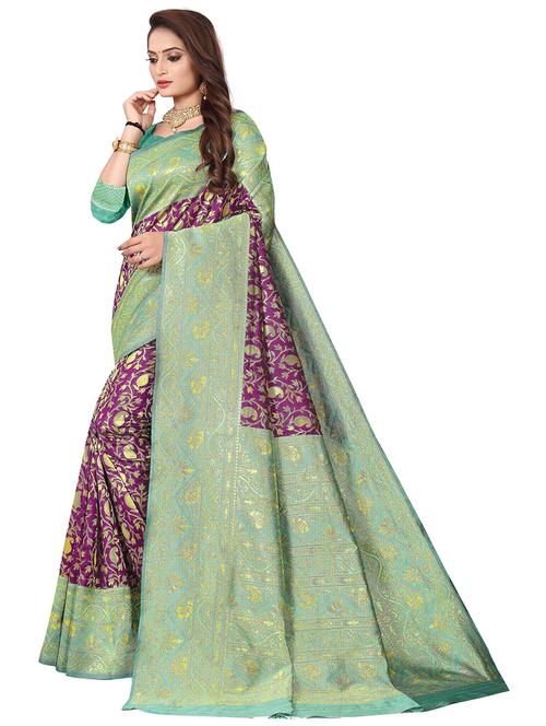 jacquard work banarasi saree with blouse - 18758126 - Very Small Image - 1