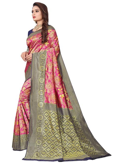 jacquard work banarasi saree with blouse - 18758129 - Very Small Image - 1