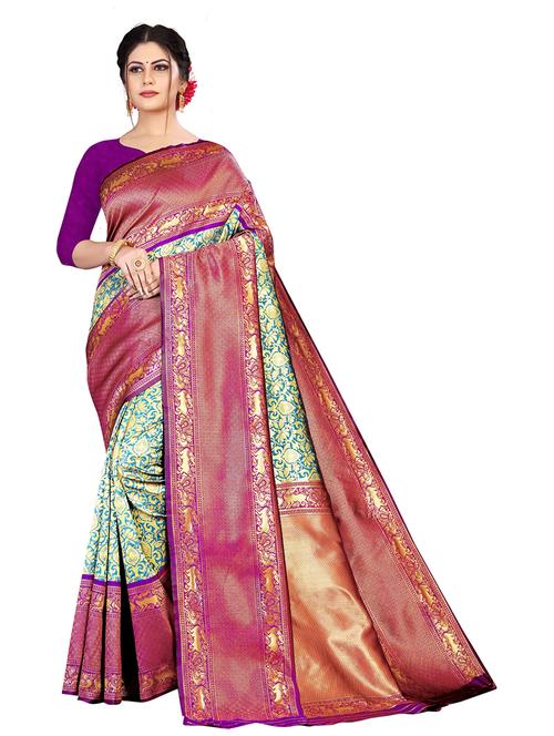 jacquard work banarasi saree with blouse - 18758163 - Very Small Image - 1