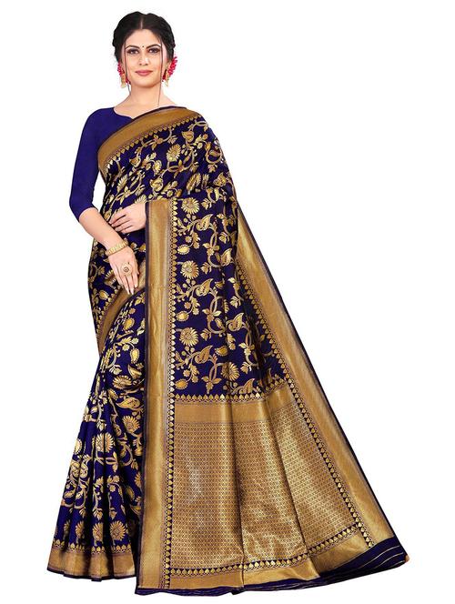 jacquard work banarasi saree with blouse - 18758171 - Very Small Image - 1