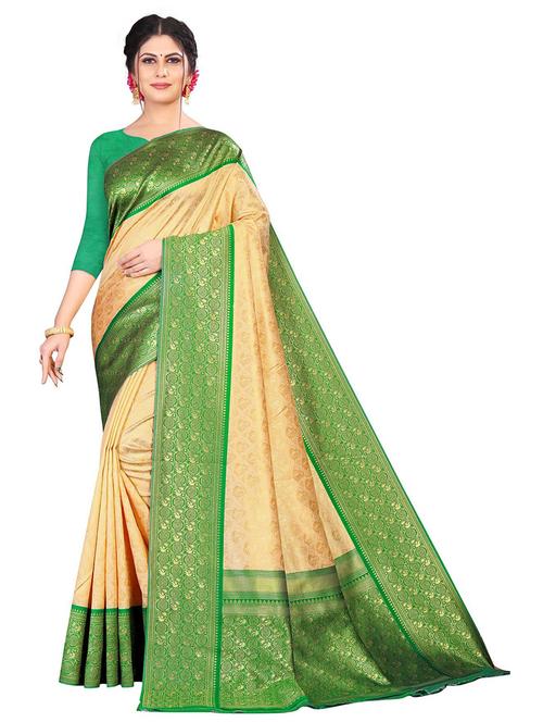 self design banarasi saree with blouse - 18758188 - Very Small Image - 1