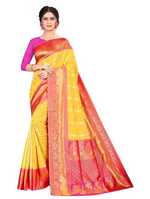 self design banarasi saree with blouse - 18758194 - Very Small Image - 1