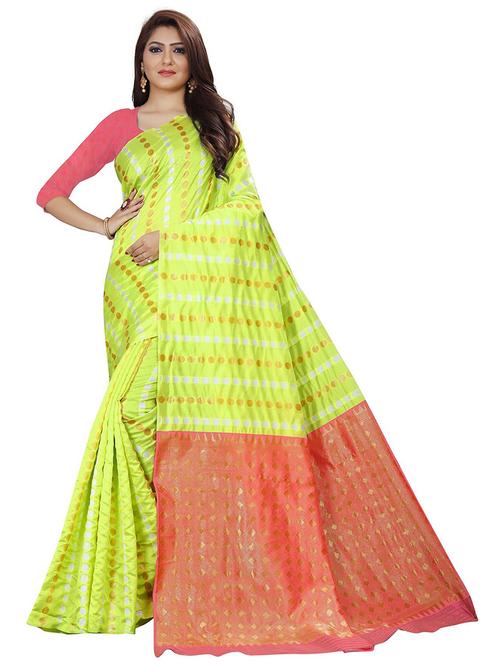 self design banarasi saree with blouse - 18758207 - Very Small Image - 1