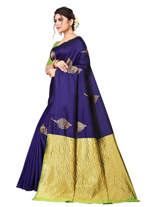 dark blue silk blend kanjivaram saree - 18758240 - Very Small Image - 1