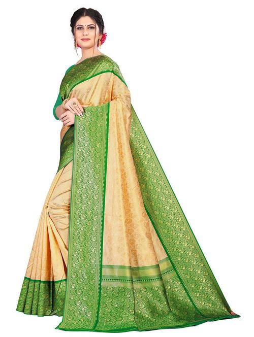 beige silk blend kanjivaram saree - 18758272 - Very Small Image - 1