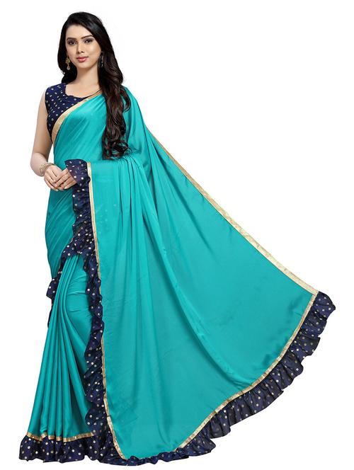 women's bordered sea green colored saree - 18758310 - Very Small Image - 1