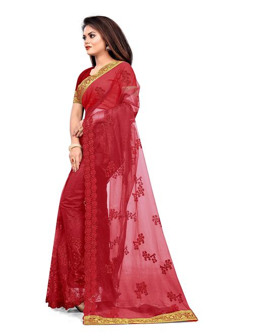 embroidered net saree with blouse - 18758320 - Very Small Image - 1