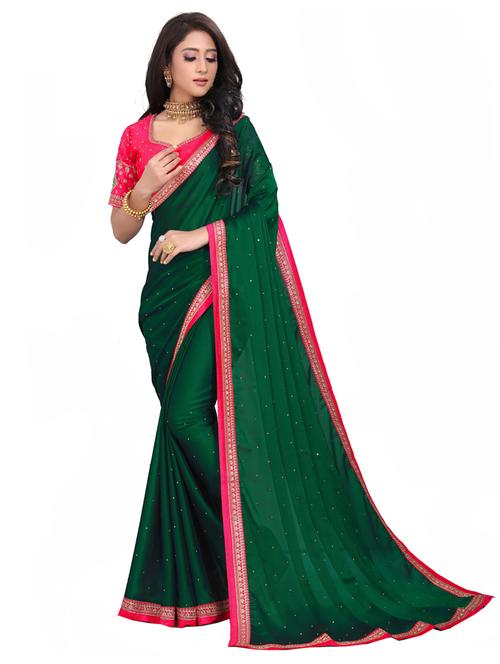 ethnic plain saree with blouse - 18758355 - Very Small Image - 1