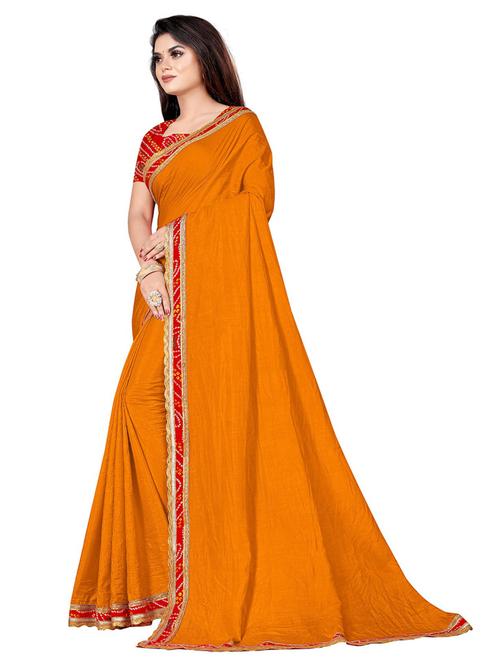 women's bordered mustard colored saree - 18758561 - Very Small Image - 1