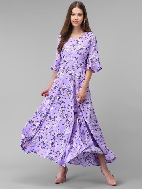 purple floral georgette maxi dress - 18760464 - Very Small Image - 1