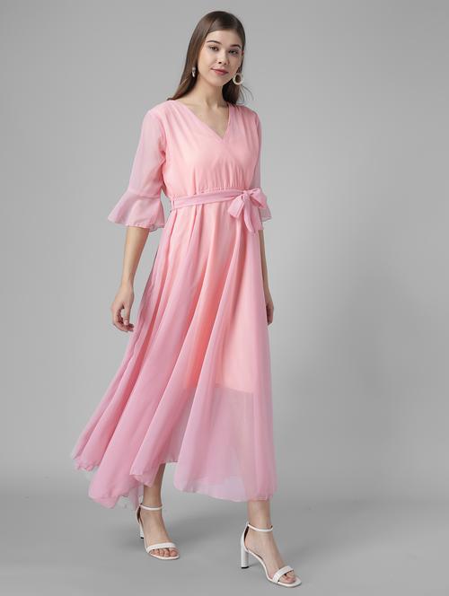 pink georgette dress - 18760482 - Very Small Image - 1