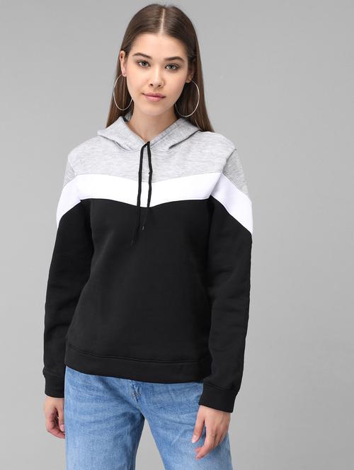hooded neck color block sweatshirt - 18760579 - Very Small Image - 1