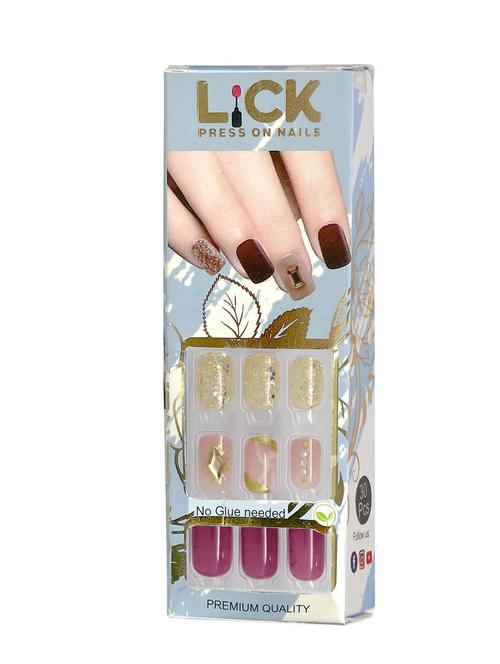 lick 30 pcs french manicure fake/artificial/false reusable nails with application kit - 18760794 - Very Small Image - 1