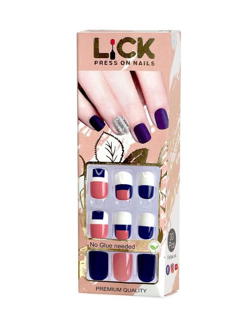 lick 30 pcs reusable artificial/false stick on nails extension with application kit - 18760795 - Very Small Image - 1