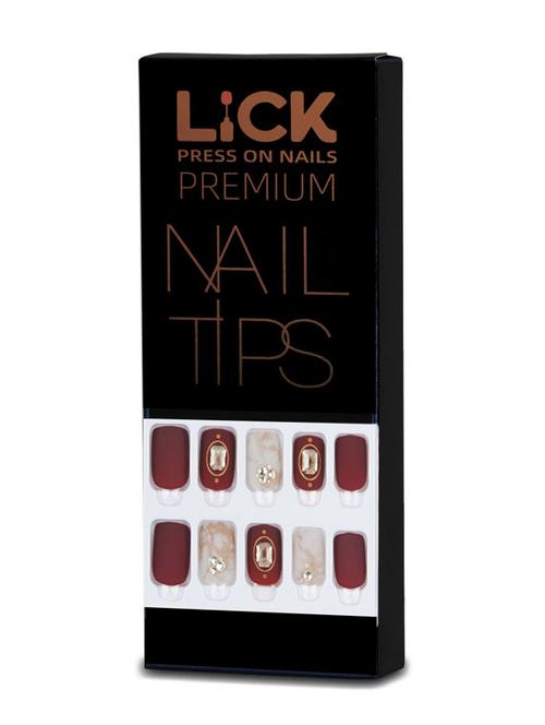 lick 30 pcs maroon matte designer reusable fake/acrylic nail extension stick on nails - 18760819 - Very Small Image - 1