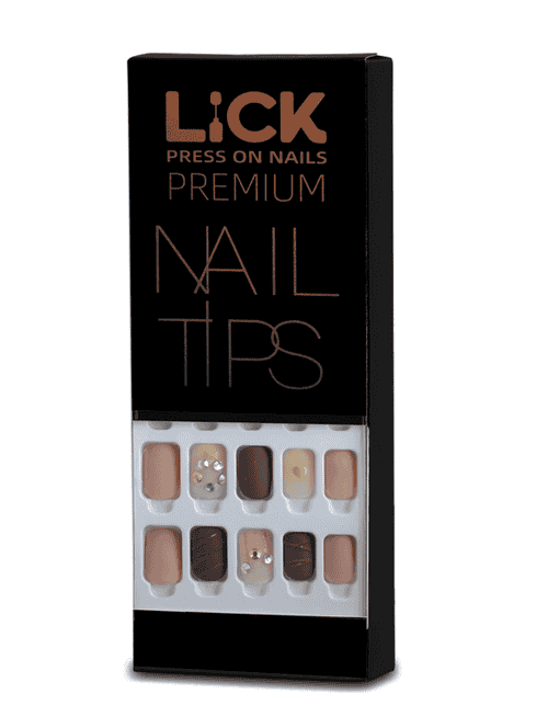 lick 30 pcs nude acrylic artificial/fake reusable nail extension with application kit - 18760820 - Very Small Image - 1