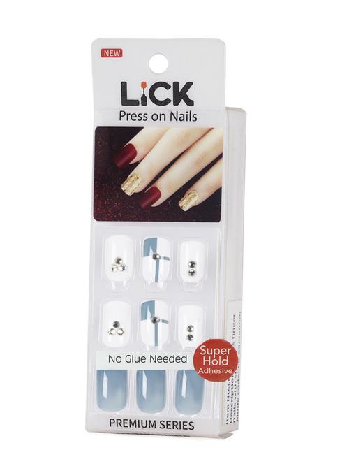 lick 30 pcs baby blue reusable false/fake/artificial nails with application kit - 18760823 - Very Small Image - 1