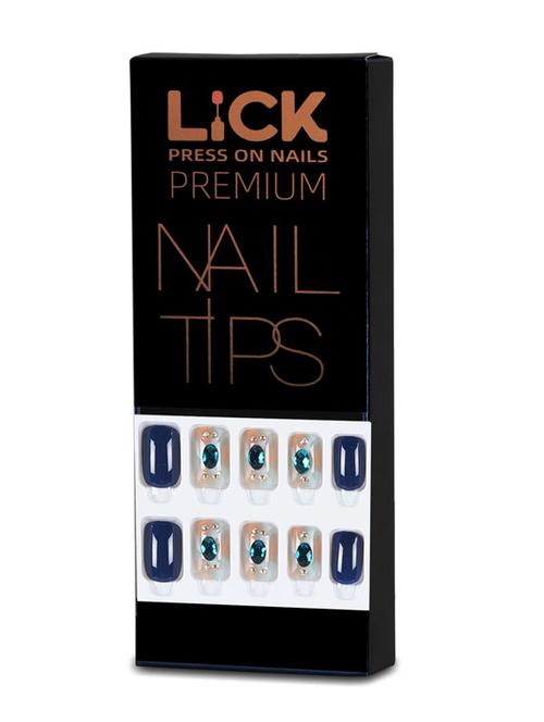 lick 30 pcs navy blue acrylic reusable false/artificial nails with application kit - 18760824 - Very Small Image - 1