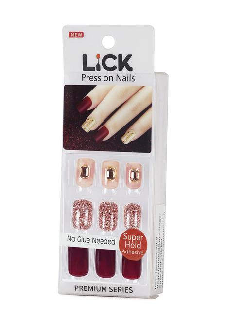 lick 30 pcs maroon acrylic reusable fake/false/artificial stick on nails extension - 18760825 - Very Small Image - 1