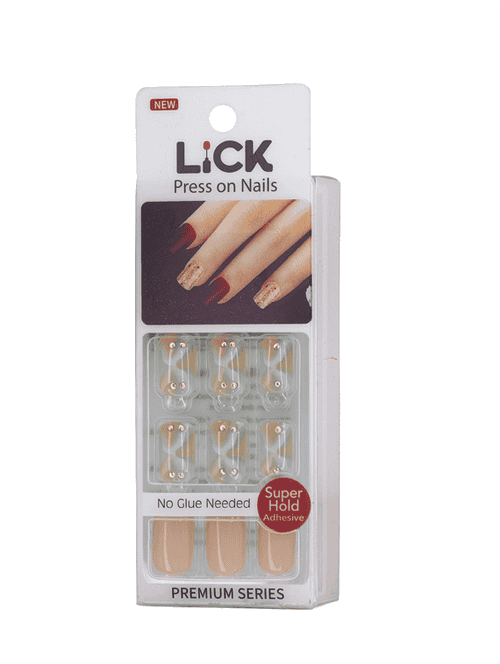 lick 30 pcs beige nude artificial/false reusable stick on nails with application kit - 18760828 - Very Small Image - 1