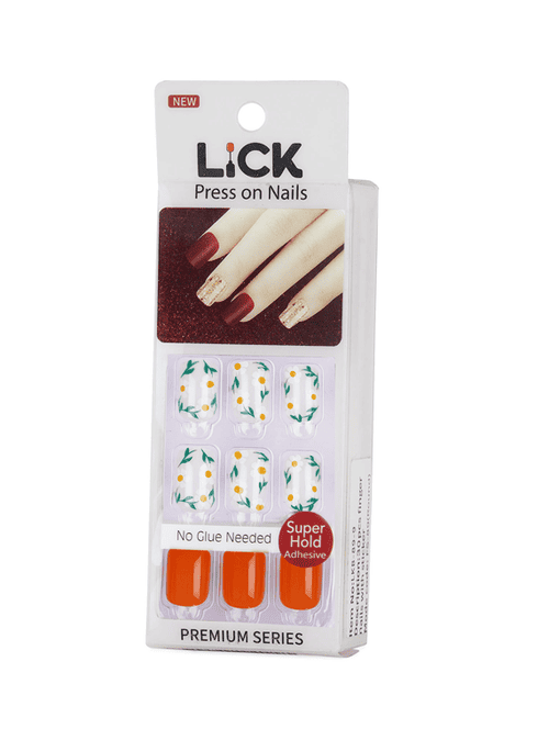 lick 30 pcs orange glossy french manicure reusable false/artificial acrylic nails - 18760873 - Very Small Image - 1