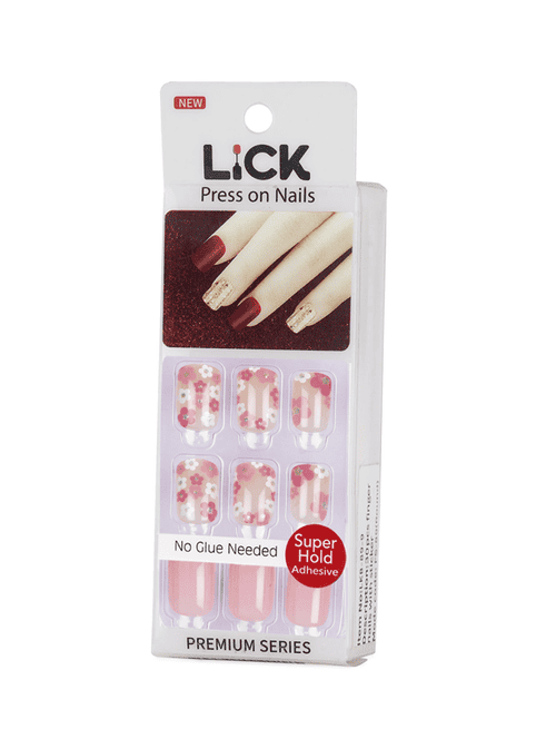 lick 30 pcs pink acrylic reusable stick on fake/false nails with application kit - 18760875 - Very Small Image - 1