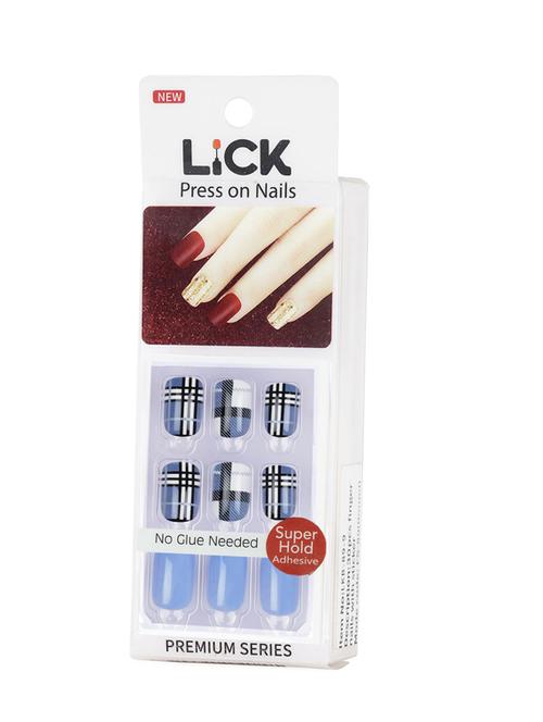 lick 30 pcs sky blue square shape french manicure stick on nails with application kit - 18760879 - Very Small Image - 1