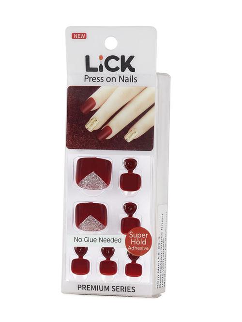 lick 26 pcs classic red artificial acrylic nails for toes reusable fake/false nails - 18760892 - Very Small Image - 1
