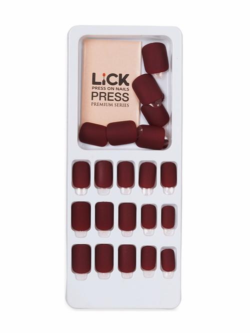 lick 24 pcs matte classic maroon square shape artificial/fake acrylic nails extension - 18760894 - Very Small Image - 1