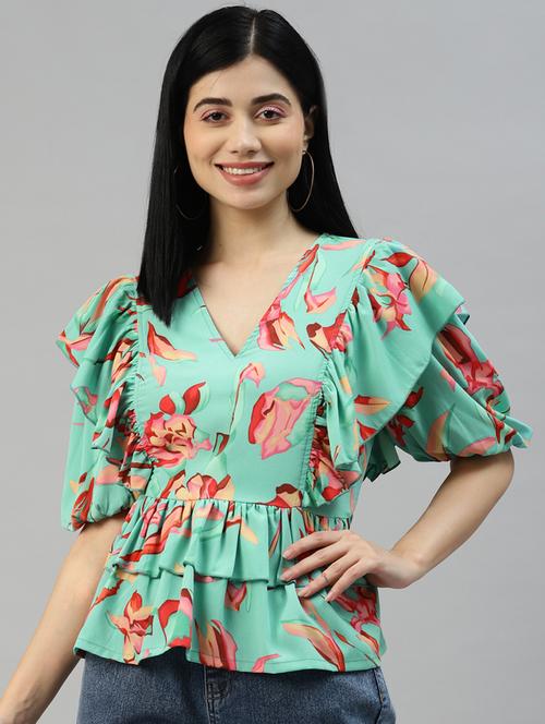 floral polyester regular top - 18765117 - Very Small Image - 1