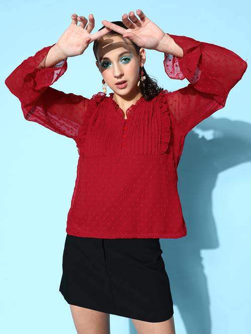 red polyester regular top - 18765129 - Very Small Image - 1