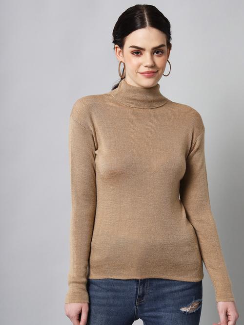 women solid high neck pullover - 18765214 - Very Small Image - 1