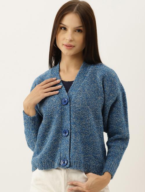 v neck solid wool cardigan - 18765253 - Very Small Image - 1