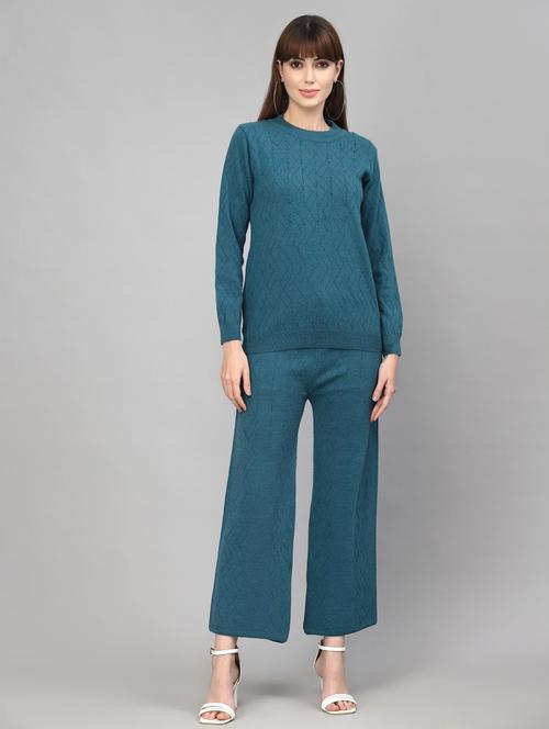 teal blue embellished wool set - 18765283 - Very Small Image - 1