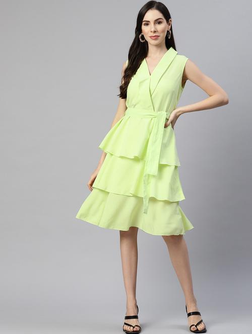 green polyester aline dress - 18765463 - Very Small Image - 1