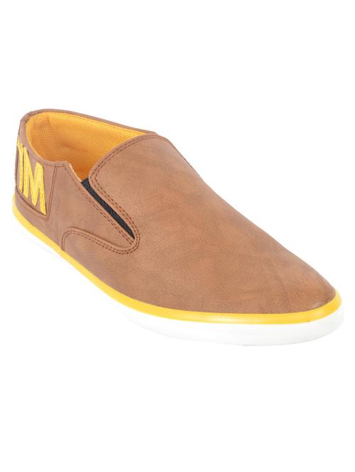 mens tan coloured slip on casual shoes - 18765617 - Very Small Image - 1
