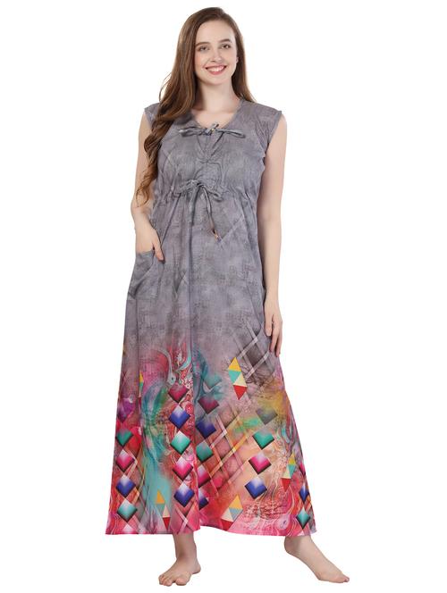 tie knot detail printed night gown - 18766096 - Very Small Image - 1