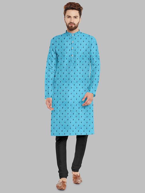 digital printed cotton kurta with pyjama - 18766454 - Very Small Image - 1