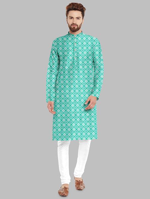 digital printed cotton kurta with pyjama - 18766529 - Very Small Image - 1