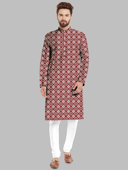 digital printed cotton kurta with pyjama - 18766532 - Very Small Image - 1