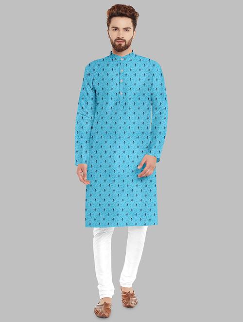 digital printed cotton kurta with pyjama - 18766533 - Very Small Image - 1